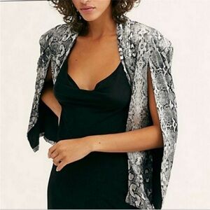 Free People Mercury Velvet Cape in "Cobra" Silvery Snake Print